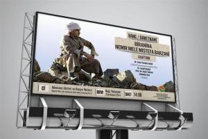 لوحة اعلانات ضخمة، للدعوة الى احياء ذكرى البارزاني في آمد